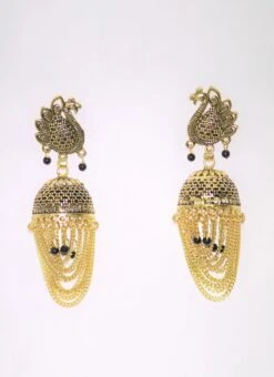 Black Alloy Jhumka Earrings Festive Wear -ZariGrace Shop black alloy jhumka earrings ermbmsa571 b