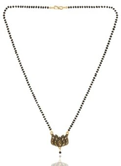 Black Antique Gold Plated Lotus Shape Mangalsutra Wedding Wear 7 Black Antique Gold Plated Lotus Shape Mangalsutra Wedding Wear -ZariGrace Shop black antique gold plated lotus shape mangalsutra jynejmpf8057 b