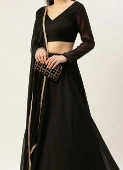 Black Art Silk A Line Lehenga Festive Wear