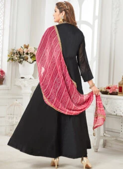 Black Art Silk Embroidered Gown Party Wear -ZariGrace Shop black art silk embroidered gown bgwrmnf824bl b