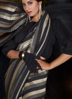 Imported Black Fabric Saree Party Wear