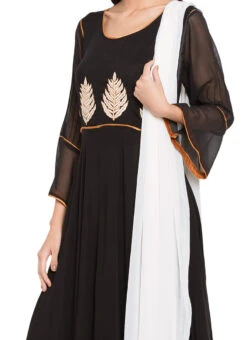 Black Asymmetrical Anarkali Suit Party Wear