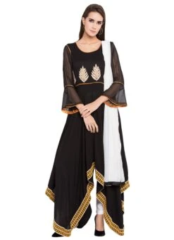 Black Asymmetrical Anarkali Suit Party Wear -ZariGrace Shop black asymmetrical anarkali suit slmnc1833 u
