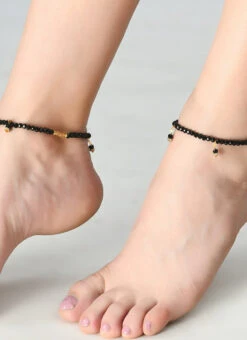 Black Beads Designer Anklets Festive Wear