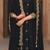 Black Benarasi Art Silk Embroidered Anarkali Suit Party Wear