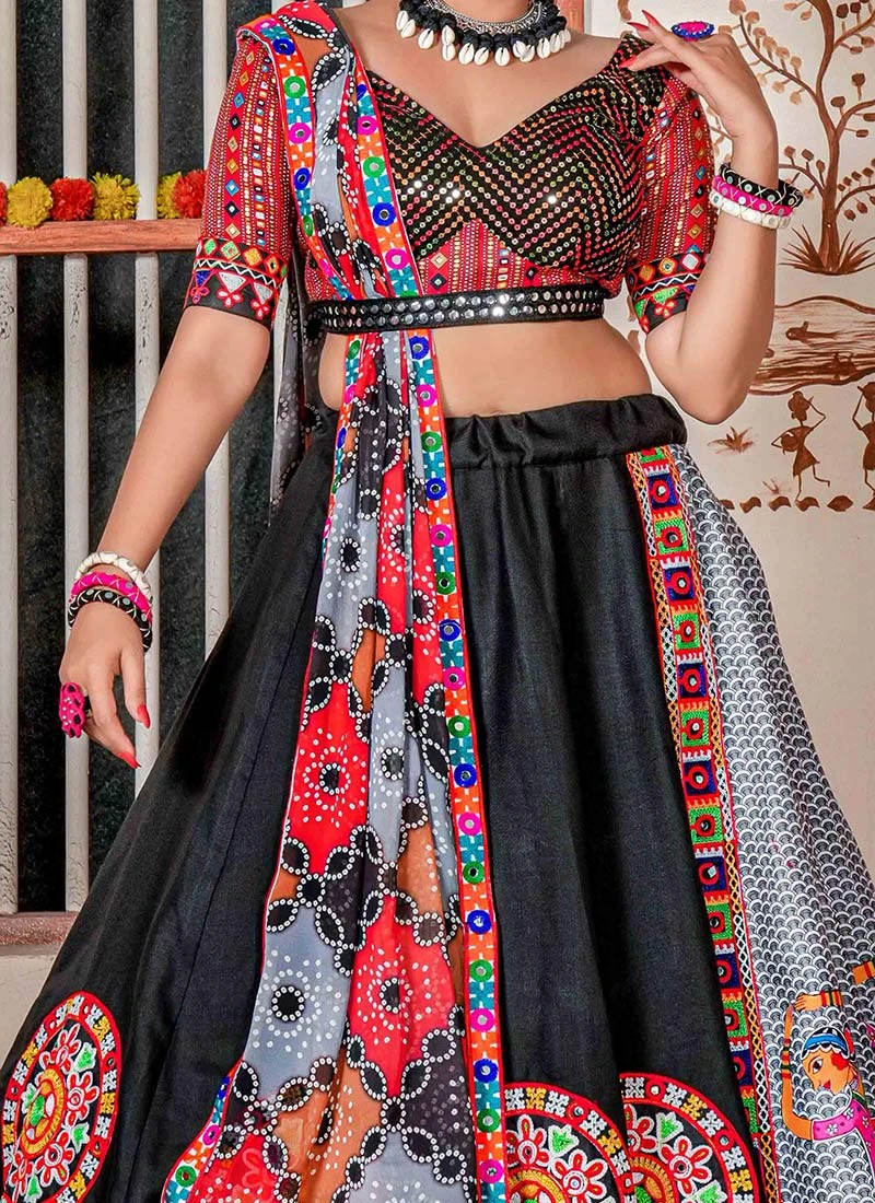 Black Blended Cotton Kutch Work Chaniya Choli Festive Wear 3 Black Blended Cotton Kutch Work Chaniya Choli Festive Wear