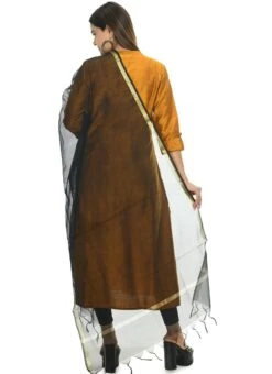 Black Chanderi Cotton Dupatta Festive Wear -ZariGrace Shop black chanderi cotton dupatta dpdmfmfd019 b