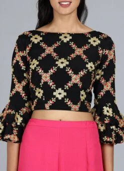 Black Chinon Embroidered Blouse Festive Wear Party Wear 12 Black Chinon Embroidered Blouse Festive Wear Party Wear -ZariGrace Shop black chinon embroidered blouse BLBS02209591 u