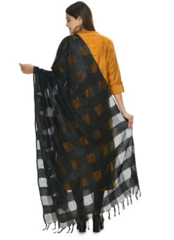 Black Cotton Dupatta Festive Wear -ZariGrace Shop black cotton dupatta dpdmfmfd016 b