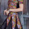 Black Cotton Embroidered Chaniya Choli Party Wear