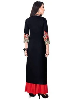 Black Cotton Kurta Palazzo Set After Six Wear -ZariGrace Shop black cotton kurta palazzo set krsdmf250 b