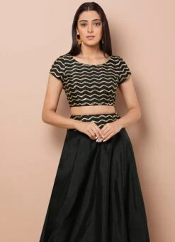 Black Cotton Kurta Skirt Set After Six Wear -ZariGrace Shop black cotton kurta skirt set krsdmf330n b