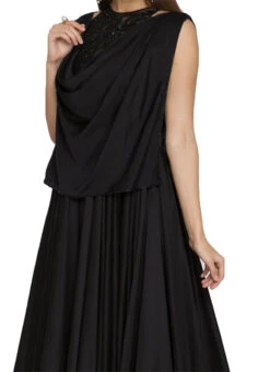 Black Crepe Silk Embroidered Anarkali Suit Party Wear