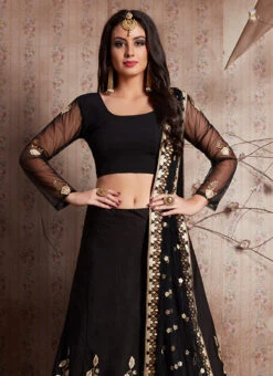 Black Embroidered A Line Lehenga Party Wear 9 Black Embroidered A Line Lehenga Party Wear -ZariGrace Shop black embroidered a line lehenga ghmknsbm534 b