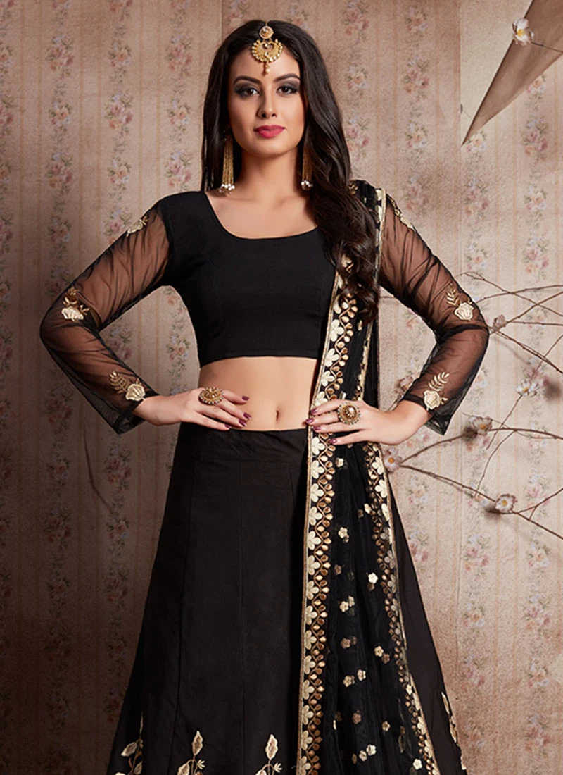 Black Embroidered A Line Lehenga Party Wear 6 Black Embroidered A Line Lehenga Party Wear - Image 4