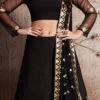 Black Embroidered A Line Lehenga Party Wear