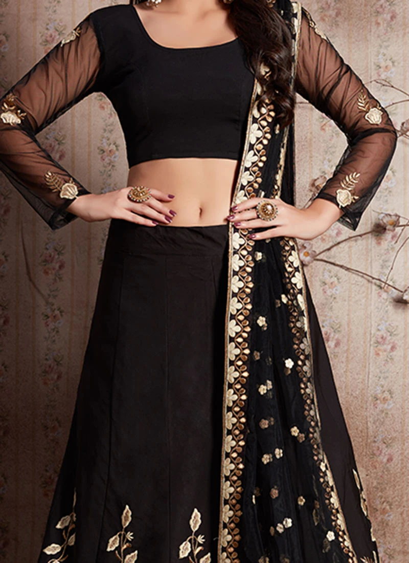 Black Embroidered A Line Lehenga Party Wear 3 Black Embroidered A Line Lehenga Party Wear