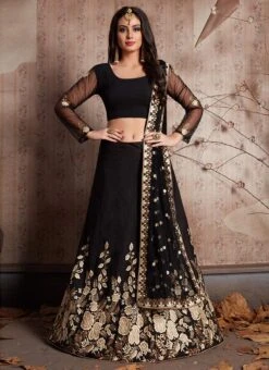 Black Embroidered A Line Lehenga Party Wear 8 Black Embroidered A Line Lehenga Party Wear -ZariGrace Shop black embroidered a line lehenga ghmknsbm534 u