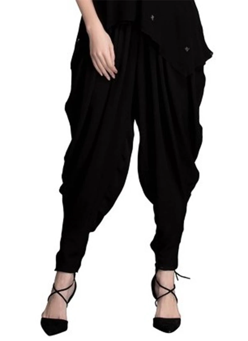 Black Faux Crepe Patiala Pant Work Wear 5 Black Faux Crepe Patiala Pant Work Wear - Image 3