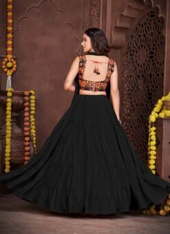 Black Faux Georgette Mirror Chaniya Choli Festive Wear -ZariGrace Shop black faux georgette mirror chaniya choli ghsacw7525 b