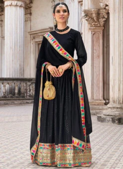 Black Georgette Embroidered Anarkali Suit Party Wear -ZariGrace Shop black georgette embroidered anarkali suit slsak32992056 u