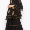 Black Georgette Embroidered Kurta Sharara Set After Six Wear