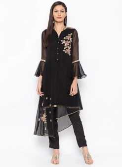 Black Georgette Embroidered Kurta Straight Pant Set After Six Wear 8 Black Georgette Embroidered Kurta Straight Pant Set After Six Wear -ZariGrace Shop black georgette embroidered kurta straight pant set krsmnc1988ks u