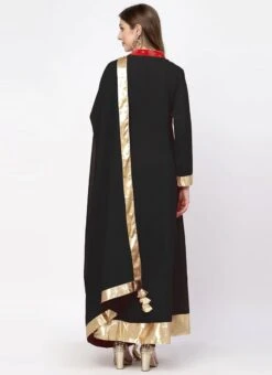 Black Georgette Patch Work Anarkali Suit Work Wear -ZariGrace Shop black georgette patch work anarkali suit sldmf7478bk b