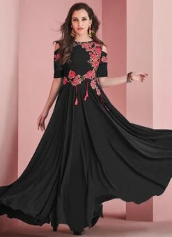 Black Georgette Salwar Set Work Wear -ZariGrace Shop black georgette salwar set krsdmfn755 u