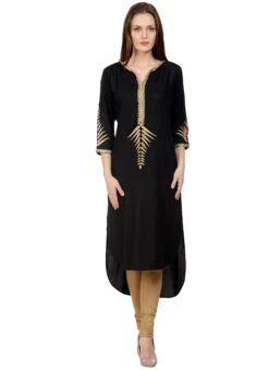 Black Kurta Churidar Set Work Wear -ZariGrace Shop black kurta churidar set krsdmf979b u