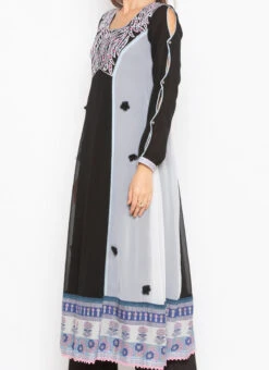Black N Grey Georgette Embroidered Kurta Palazzo Set After Six Wear