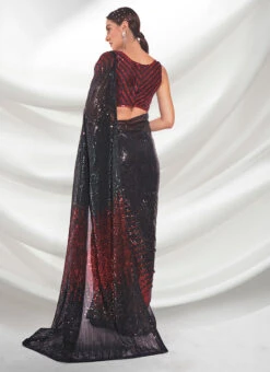 Black N Maroon Color Embroidery Sequins Work Georgette Saree Party Wear -ZariGrace Shop black n maroon color embroidery sequins work georgette saree sasacw4190 b