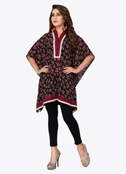 Black N Maroon Georgette Kaftan After Six Wear -ZariGrace Shop black n maroon georgette kaftan kfmnc006 u