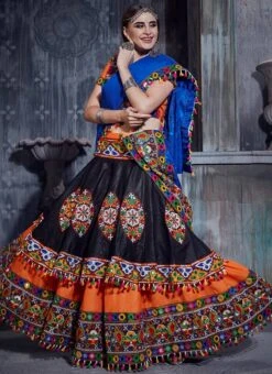 Black N Orange Cotton Embroidered Chaniya Choli Party Wear 8 Black N Orange Cotton Embroidered Chaniya Choli Party Wear -ZariGrace Shop black n orange cotton embroidered chaniya choli ghsompc7002 u