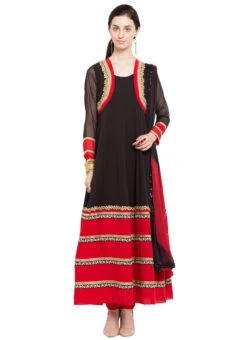 Black N Red Ankle Length Anarkali Suit After Six Wear -ZariGrace Shop black n red ankle length anarkali suit slmnc1680 u