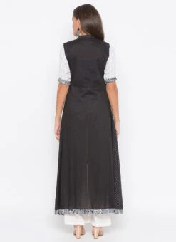 Black N White Cotton Embroidered Kurta Palazzo Set After Six Wear -ZariGrace Shop black n white cotton embroidered kurta palazzo set krsmnc2008ks b