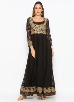 Black Net Kurta Churidar Set Party Wear -ZariGrace Shop black net kurta churidar set krsmnkc2044 u