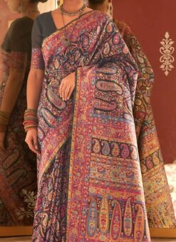 Black Pashmina Printed Saree Party Wear