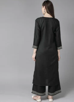 Black Rayon Kurta Palazzo Set Party Wear -ZariGrace Shop black rayon kurta palazzo set krsdmf7152g b