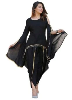 Black Rayon Kurta Patiyala Set Work Wear -ZariGrace Shop black rayon kurta patiyala set krsdmf913 u