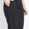 Black Rayon Straight Pant Work Wear
