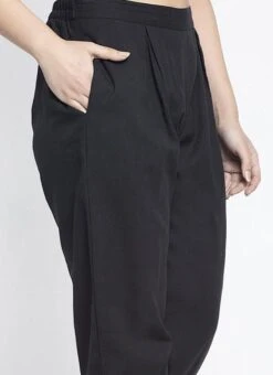 Black Rayon Straight Pant Work Wear