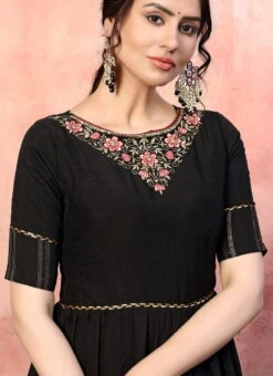 Black Silk Anarkali Gown Party Wear