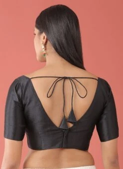 Black Silk Solid Stitched Readymade Blouse Party Wear -ZariGrace Shop black silk solid stitched readymade blouse blspfb229b b