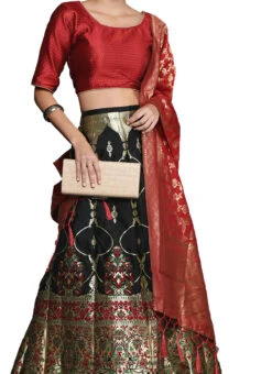 Black Silk Weaving Work A Line Lehenga Festive Wear