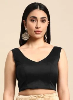 Black Taffeta Blouse Work Wear -ZariGrace Shop black taffeta blouse BLBS02206122 u