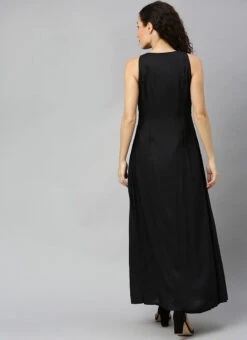 Black Modal Ankle Length Dress After Six Wear -ZariGrace Shop black tencel modal ankle length dress IWBS02001279 b