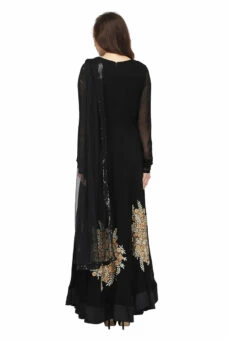 Black Zari Embroidered Georgette Anarkali Suit Party Wear -ZariGrace Shop black zari embroidered georgette anarkali suit slkifh9966000556 b