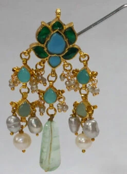 Blue Alloy Kundan Dangler Earrings Party Wear
