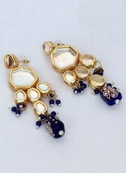 Blue Alloy KundanDanglers Party Wear -ZariGrace Shop blue alloy kundandanglers ermni202 b